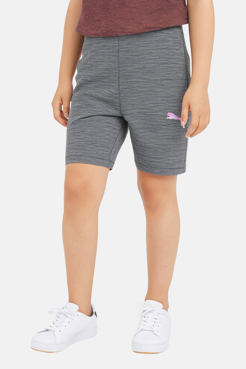 PUMA Kids Girl Sportswear Fit Brand Logo Outdoor Shorts, Grey - Image 1