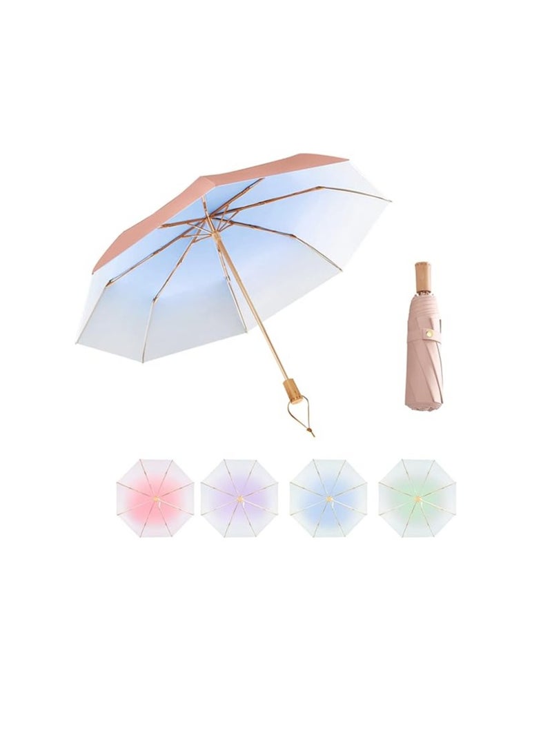 مظلة سفر صغيرة للحقيبة مع غلاف مظلة مضادة للأشعة فوق البنفسجية قابلة للطي خفيفة الوزن محمولة للرجال والنساء مظلات للمطر مقاومة للرياح قوية ضد الرياح والمطر والشمس - Image 1