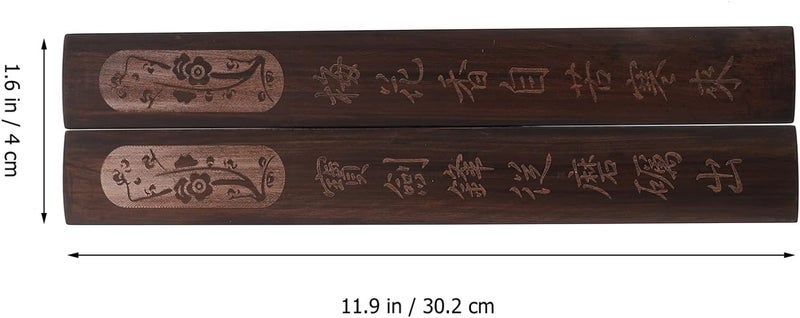 cheekyglo 2Pcs Wooden Chinese Calligraphy Paperweight Chinese Calligraphy Painting/ Writing Black Catalpa Pperweights Collection Gift Black - Image 2