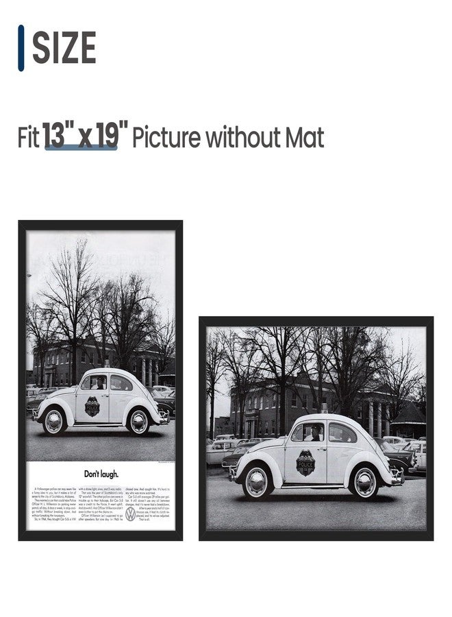 ENJOYBASICS 13x19 Picture Frame, Display Poster 11x17 with Mat or 13 x 19 Without Mat, Wall Gallery Photo Frames, Black, 2 Pack - Image 5