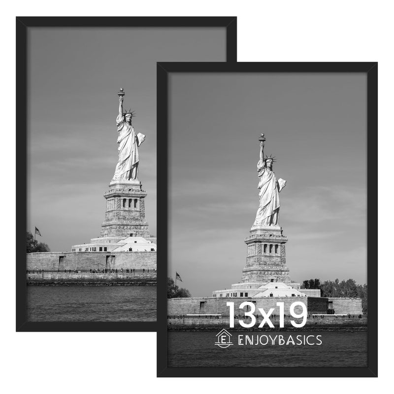 ENJOYBASICS 13x19 Picture Frame, Display Poster 11x17 with Mat or 13 x 19 Without Mat, Wall Gallery Photo Frames, Black, 2 Pack - Image 1