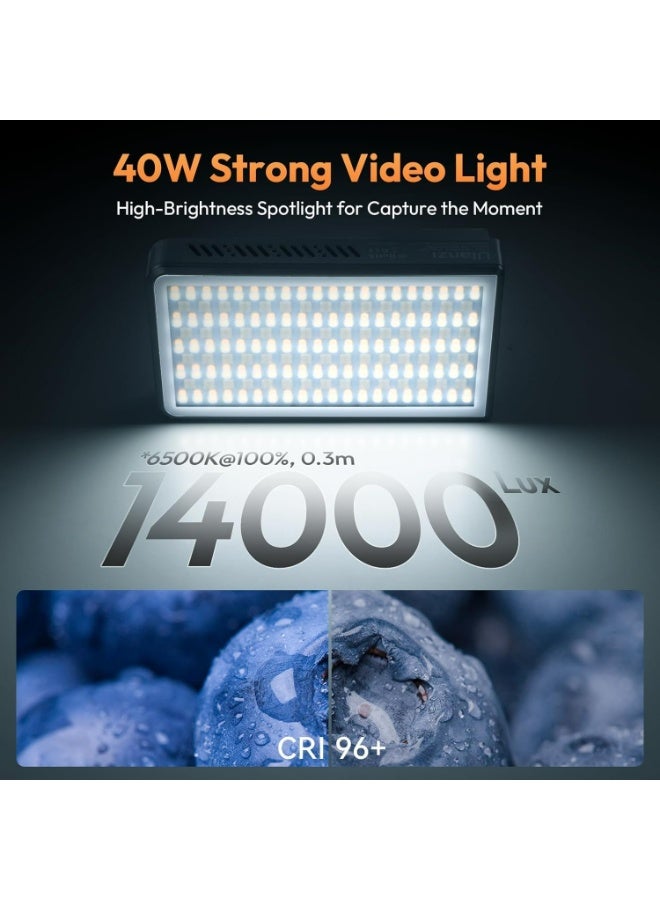 ULANZI LM-P40 Bi-Color LED Video Light, 2700-6500K 40W Portable Camera Light, 5000mAh Rechargeable Battery, 8 Scene Modes, Mini Studio Lighting for YouTube, Vlogging, Live Streaming, Photography - Image 2