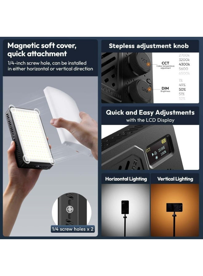 ULANZI LM-P40 Bi-Color LED Video Light, 2700-6500K 40W Portable Camera Light, 5000mAh Rechargeable Battery, 8 Scene Modes, Mini Studio Lighting for YouTube, Vlogging, Live Streaming, Photography - Image 4