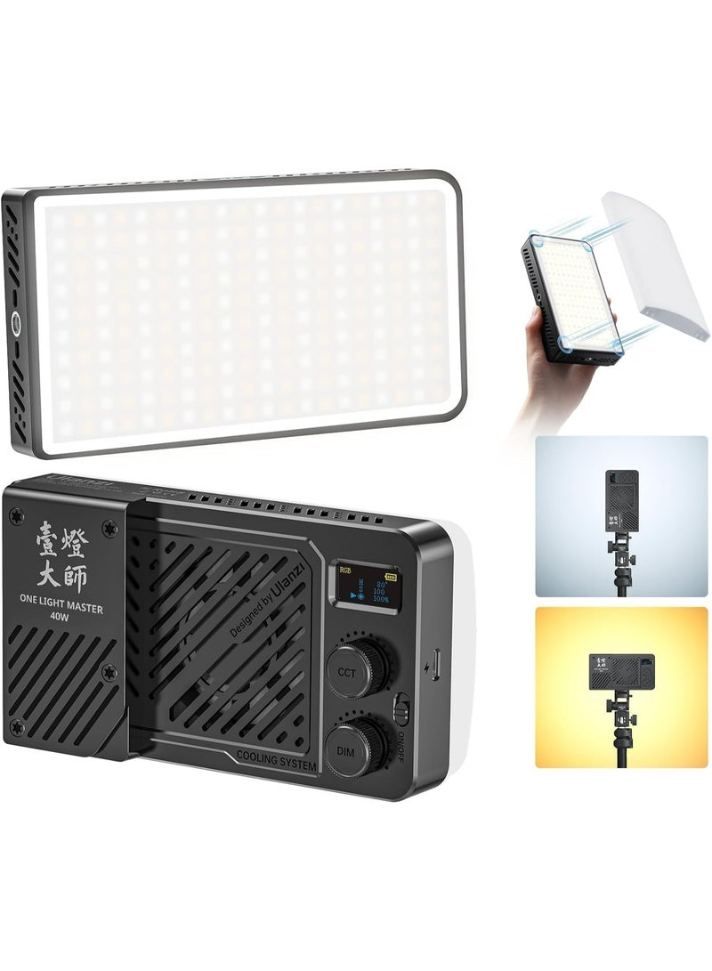 ULANZI LM-P40 Bi-Color LED Video Light, 2700-6500K 40W Portable Camera Light, 5000mAh Rechargeable Battery, 8 Scene Modes, Mini Studio Lighting for YouTube, Vlogging, Live Streaming, Photography - Image 1