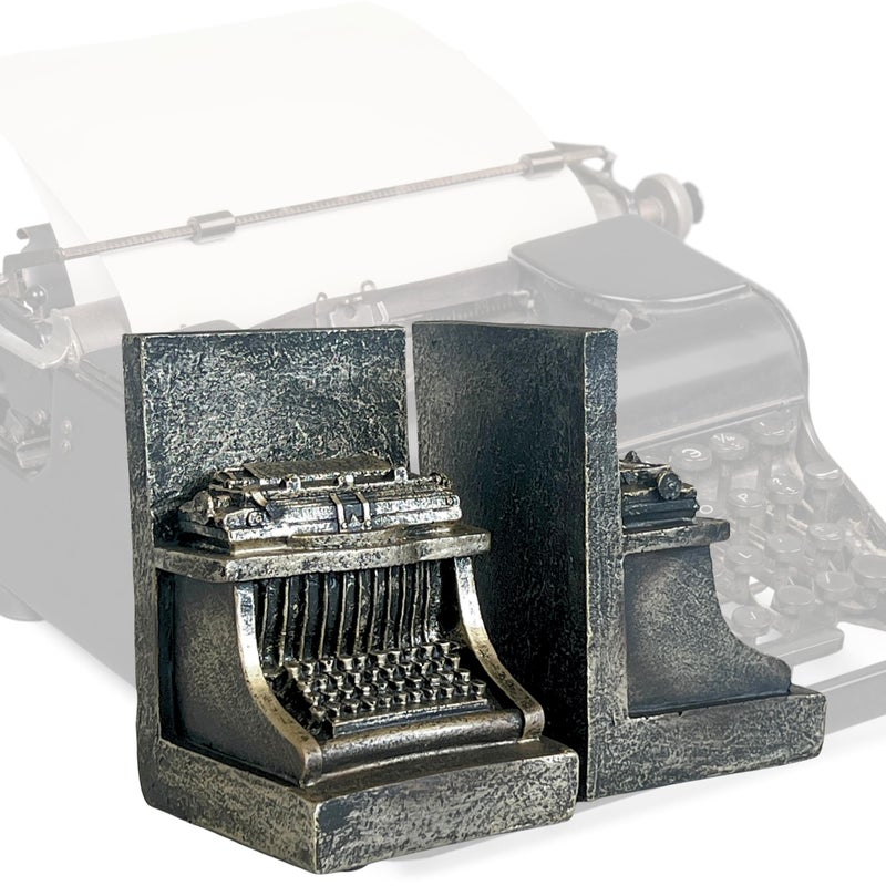 Bellaa 25747 Decorative Bookend Typewriter Royal Retro Book Ends Stopper Industrial Rustic Vintage Style Classic Type Writer Statues Bookshelves Home Decor 7 inch - Image 5