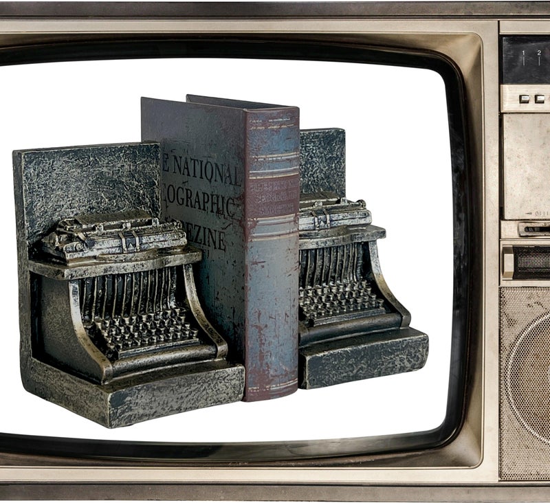 Bellaa 25747 Decorative Bookend Typewriter Royal Retro Book Ends Stopper Industrial Rustic Vintage Style Classic Type Writer Statues Bookshelves Home Decor 7 inch - Image 3