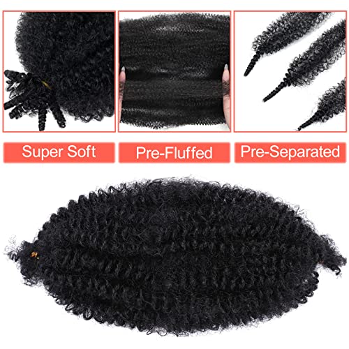GOWIT Marley Hair 10 Inch Black 7 Packs Pre Separated Springy Afro Twist Hair Marley Twist Braiding Hair for Faux Locs Crochet Hair Pre Fluffed Spring Twist Hair Extensions (10",1B) - Image 3
