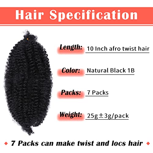GOWIT Marley Hair 10 Inch Black 7 Packs Pre Separated Springy Afro Twist Hair Marley Twist Braiding Hair for Faux Locs Crochet Hair Pre Fluffed Spring Twist Hair Extensions (10",1B) - Image 2