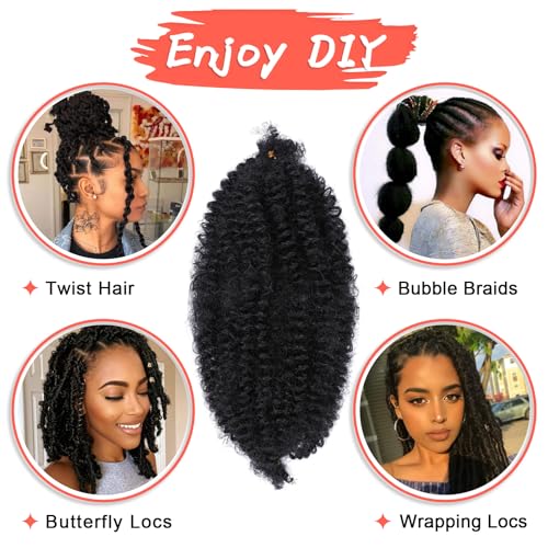 GOWIT Marley Hair 10 Inch Black 7 Packs Pre Separated Springy Afro Twist Hair Marley Twist Braiding Hair for Faux Locs Crochet Hair Pre Fluffed Spring Twist Hair Extensions (10",1B) - Image 4