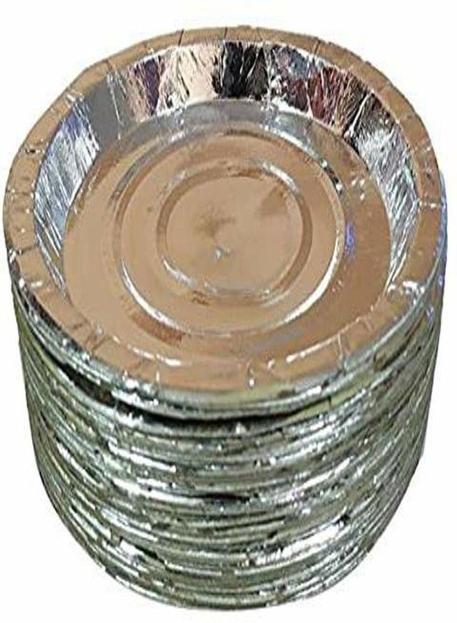 Disposable Paper Plates with Silver Coating Sturdy Leak-Proof Quarter Plates for Snacks, Parties, Catering & Events | Eco-Friendly Use & Throw Plates Pack of 75 (7 INCH1 P75) - Image 2