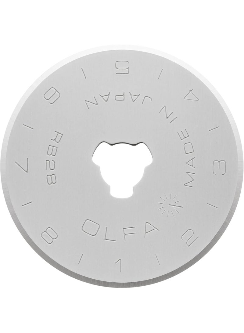 OLFA شفرات استبدال قاطع دوار OLFA مقاس 28 مم، 5 شفرات (RB28-5) - شفرة قاطع دوار دائرية من فولاذ التنجستن للخياطة، والحرف اليدوية، وتزيين الألبومات تناسب معظم قواطع دوارة مقاس 28 مم. - Image 1