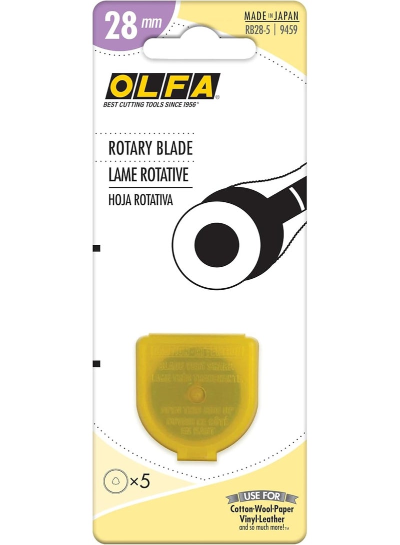 OLFA شفرات استبدال قاطع دوار OLFA مقاس 28 مم، 5 شفرات (RB28-5) - شفرة قاطع دوار دائرية من فولاذ التنجستن للخياطة، والحرف اليدوية، وتزيين الألبومات تناسب معظم قواطع دوارة مقاس 28 مم. - Image 3