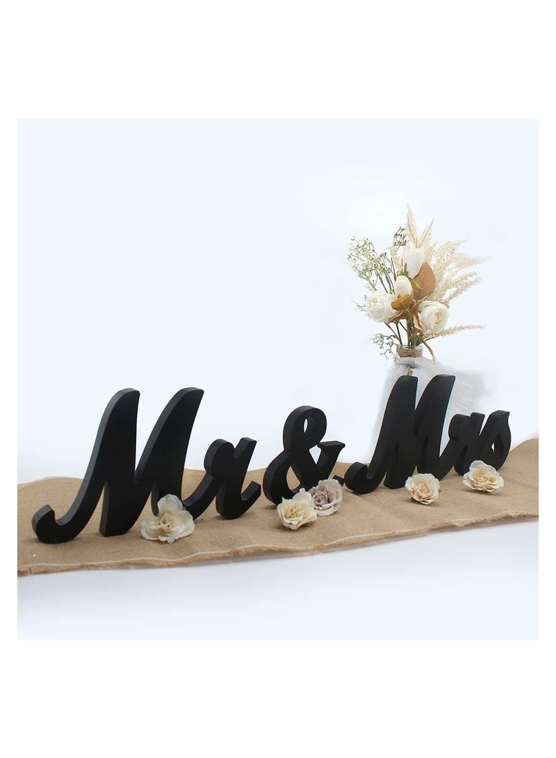 كابتن تيك Decorative Ornaments Crafts, SYOSI Mr and Mrs Wooden Letters Mr and Mrs Decoration Items Wedding Anniversary Party Valentine's Day Vintage Decor Black - Image 1