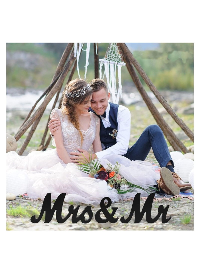 كابتن تيك Decorative Ornaments Crafts, SYOSI Mr and Mrs Wooden Letters Mr and Mrs Decoration Items Wedding Anniversary Party Valentine's Day Vintage Decor Black - Image 2