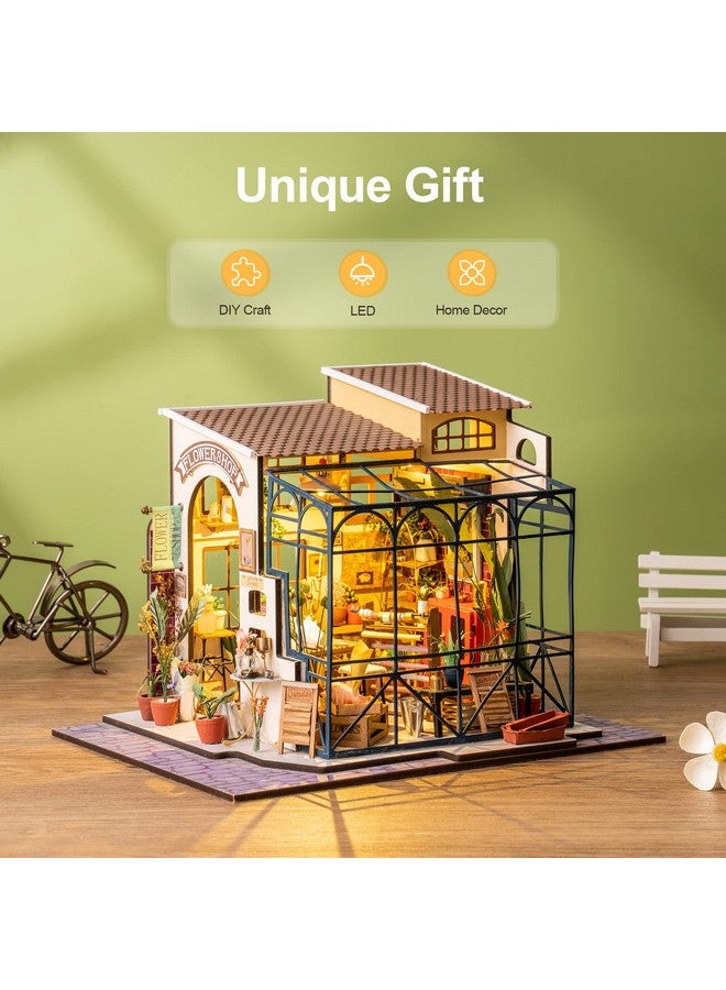 Rolife Rolife DIY Miniature Doll House Kit with Furniture for Children Adult Wooden Kits Toy (Emily's Flower Shop) - Image 2