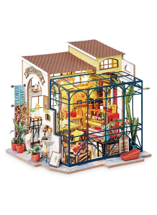 Rolife Rolife DIY Miniature Doll House Kit with Furniture for Children Adult Wooden Kits Toy (Emily's Flower Shop) - Image 1