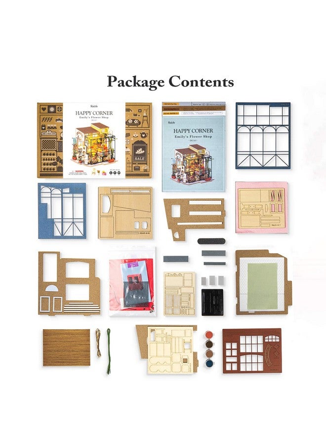 Rolife Rolife DIY Miniature Doll House Kit with Furniture for Children Adult Wooden Kits Toy (Emily's Flower Shop) - Image 5