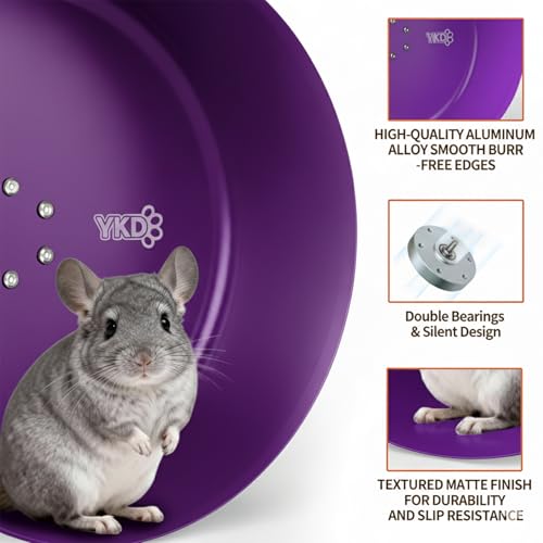 YKD 15" Silent Chinchillas Exercise Wheel, Aluminum Alloy Noiseless Running Wheel for Syrian Hamsters, Hedgehogs, Squirrels and Small Pets (Purple) - Image 3