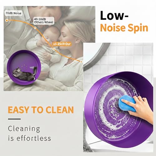 YKD 15" Silent Chinchillas Exercise Wheel, Aluminum Alloy Noiseless Running Wheel for Syrian Hamsters, Hedgehogs, Squirrels and Small Pets (Purple) - Image 2