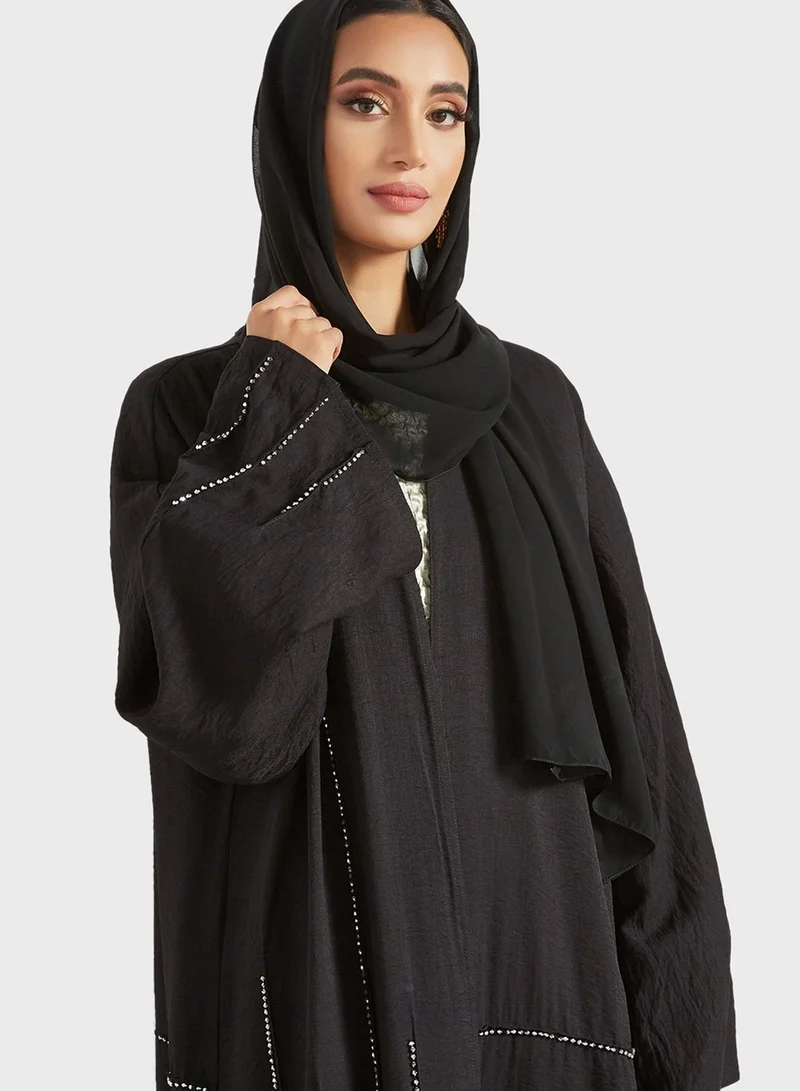 Threadz by Ajooni Rhinestone Embellished Abaya