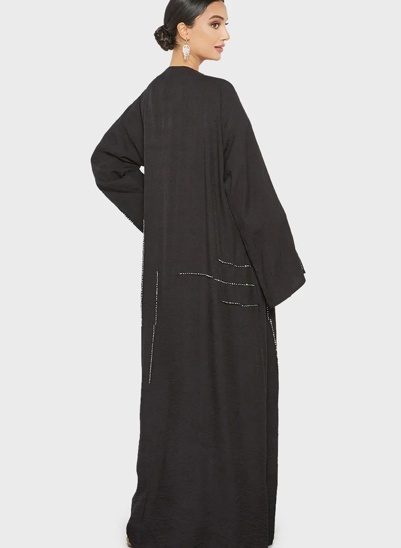 Threadz by Ajooni Rhinestone Embellished Abaya