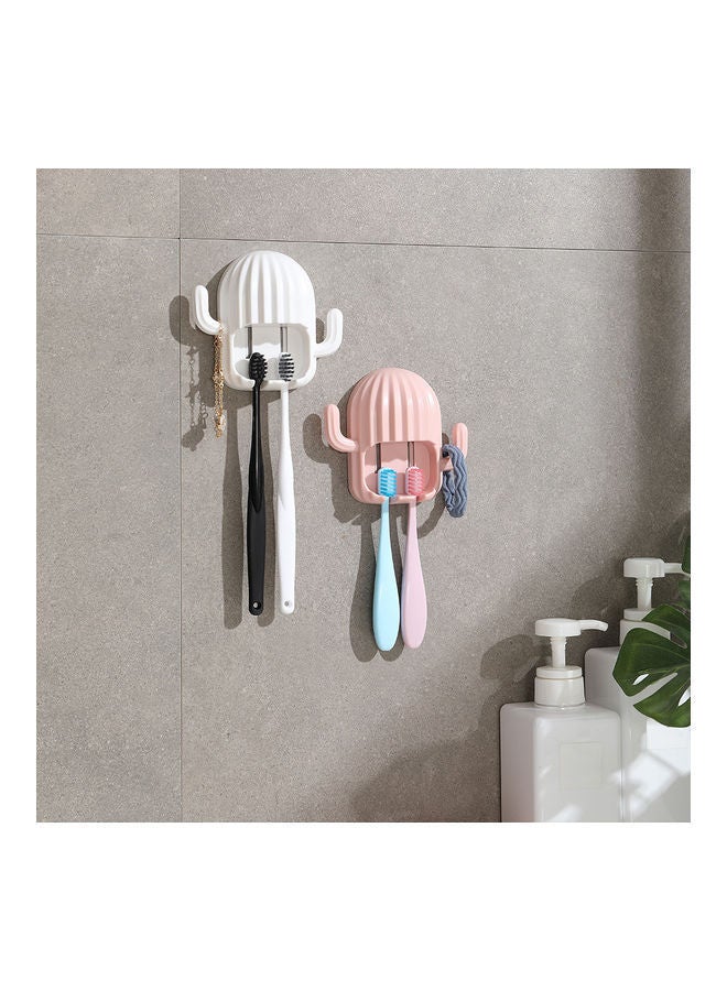 NIBEMINENT Adhesive Toothbrush Holder Cactus Appearance No Drilling Multifunction Organizer Rack for Electric Adults KidsToothbrushes Jewelry Hair Band Green 16.50*4.00*14.50cm  - Image 3
