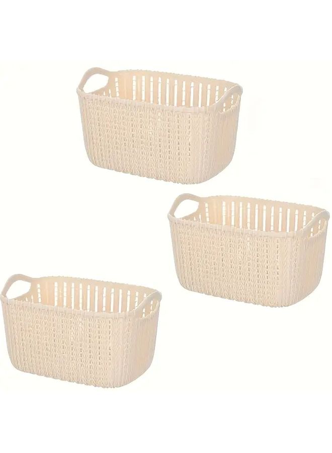 Brown 3 Piece Storage Baskets Multipurpose Nordic Home Organizer For Bedroom Living Room Living - Image 1
