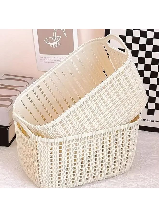 Brown 3 Piece Storage Baskets Multipurpose Nordic Home Organizer For Bedroom Living Room Living - Image 4