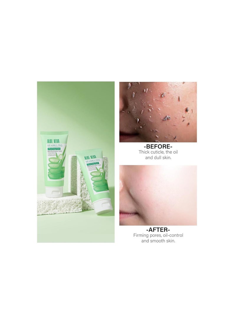 Generic - Purifying Exfoliating Gel Peeling Gel Aloe Vera Sparkling Peeling Gel, Deep Cleansing Face Scrub Exfoliating Body Gel Face Wash Facial Scrub Exfoliator Exfoliant Facial, Dead Skin Remover -3.38 FLOZ - Image 1