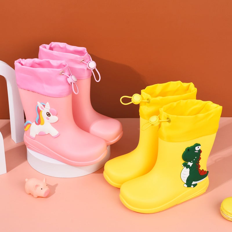 Children'S Rain Boots For Boys And Girls, Drawstring, Padded, Non-Slip Water Shoes, Princess Rain Boots, Kids' Rubber Shoes, Children'S Models For Toddlers And Young Children - Image 3
