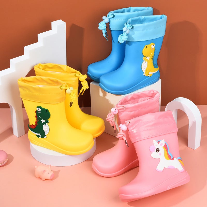 Children'S Rain Boots For Boys And Girls, Drawstring, Padded, Non-Slip Water Shoes, Princess Rain Boots, Kids' Rubber Shoes, Children'S Models For Toddlers And Young Children - Image 2