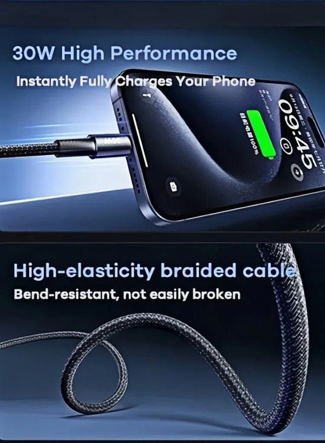 REMAX CB25 USB C To Lightning 30W PD Fast Charging Braided Cable 1.2M Type C-L , MFi Certified, Data Cable, For iPhone 14/13/12/11/Xs/X/Pro/ProMax/Plus/8/7/AirPods/iPad/iPod/MacBook - Image 2