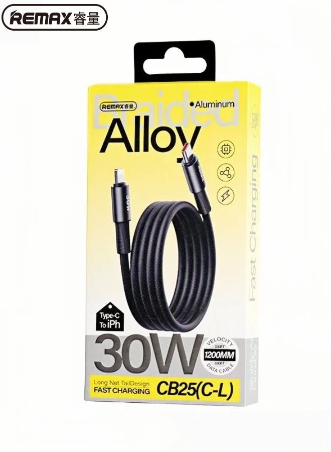 REMAX CB25 USB C To Lightning 30W PD Fast Charging Braided Cable 1.2M Type C-L , MFi Certified, Data Cable, For iPhone 14/13/12/11/Xs/X/Pro/ProMax/Plus/8/7/AirPods/iPad/iPod/MacBook - Image 5