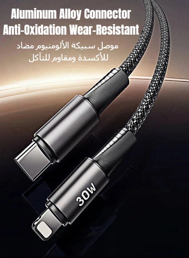 REMAX CB25 1.2M 30W USB Type C to Lightning Braided Cable, MFi Certified PD Fast Charging & Data Sync Cable, For iPhone 14/13/12/11/Xs/X/Pro/ProMax/Plus/8/7/AirPods/iPad/iPod/MacBook (Black) - Image 5