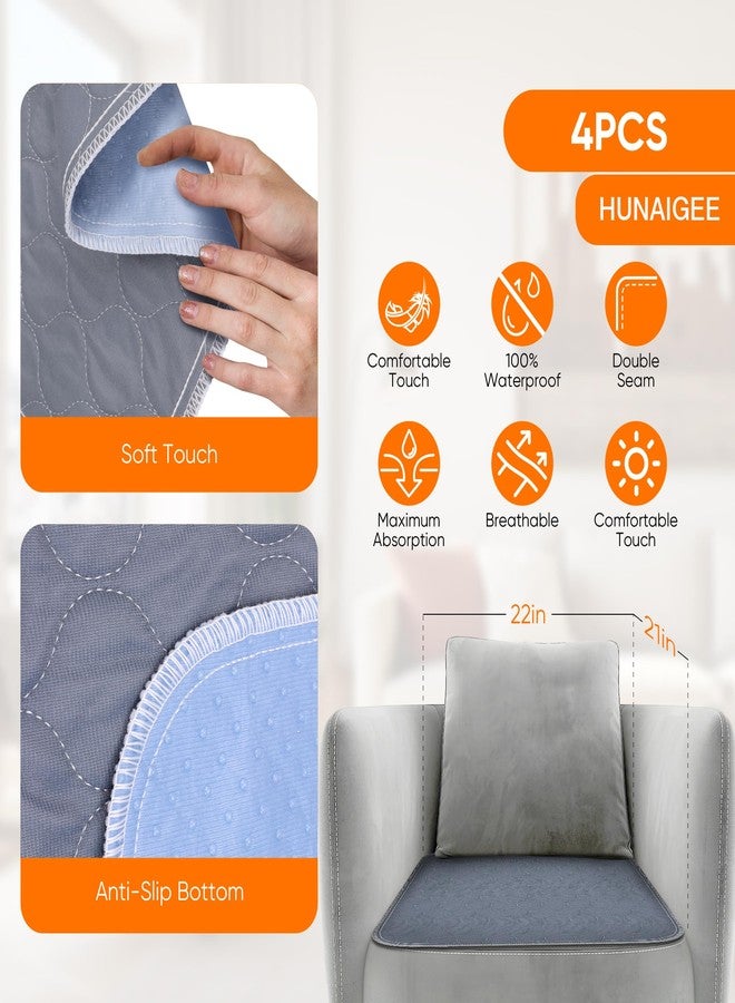HUNAIGEE Waterproof Chair Pads for Incontinence Absorbent Seat Protector Pads for Adults Chucks Pads Washable Chair Protector Pads for Chairs Bed Adults, Elderly, Kids & Pets Gray 21"X22"4 Pack - Image 4
