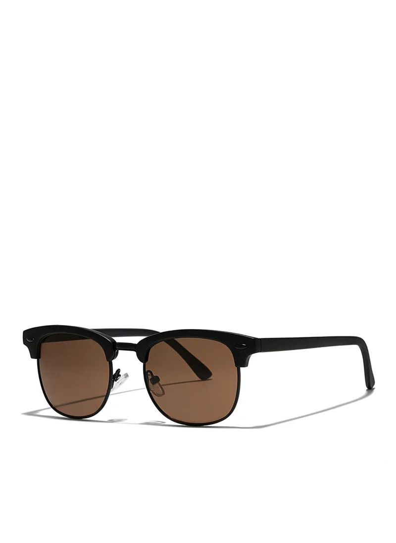 Blackout BlackOut by eyewa Linea Unisex Round Sunglasses, Black/Brown