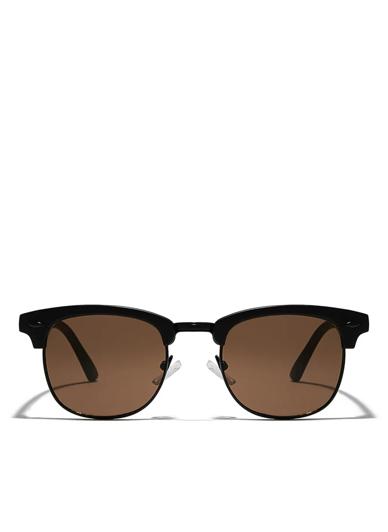 Blackout BlackOut by eyewa Linea Unisex Round Sunglasses, Black/Brown