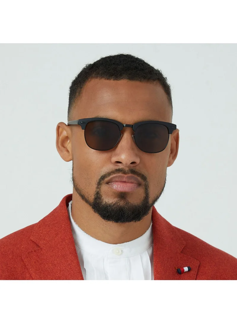 Blackout BlackOut by eyewa Linea Unisex Round Sunglasses, Black/Brown
