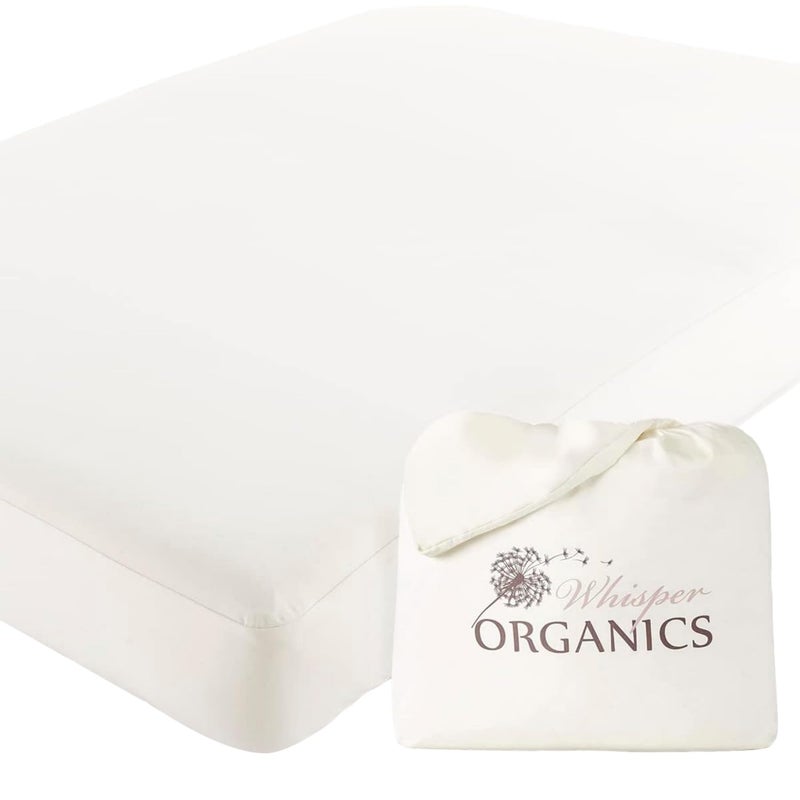 Whisper Organics Organic Waterproof Mattress Protector Twin Size  100 Waterproof Mattress Pad with Quiet  Breathable Triple Layer Protection  Fairtrade  GOTS Certified Durable Machine Washable Design Twin 