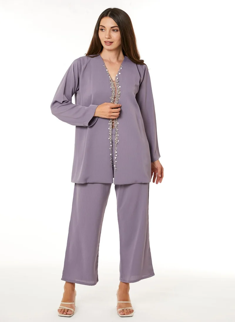 مويستريت Purple Zoom Top and Pants Set