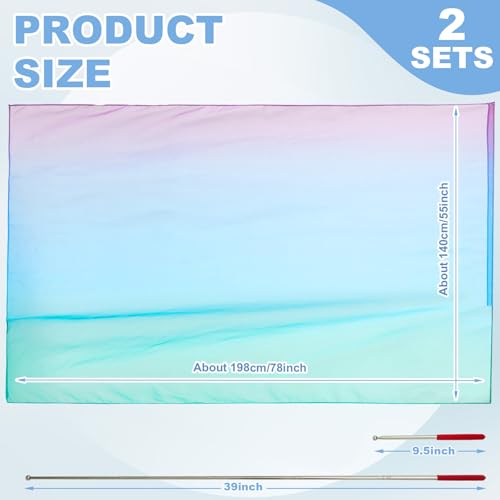 Jecery 2 Set 55x78" Praise Dance Worship Flags with Scalable Rod Guard Church Flag Sets Angel Wing with Sticks Ministry Streamer Dance Banner(Green Blue Purple) - Image 2