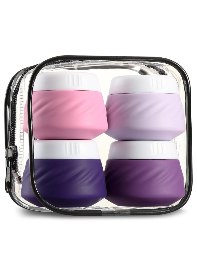 Gemice Travel Containers for Toiletries Silicone Cream Jars TSA Approved Size with Clear Bag Leakproof Accessories Lid Cosmetic Face Body Hand 4 Pack 30ml - Image 2