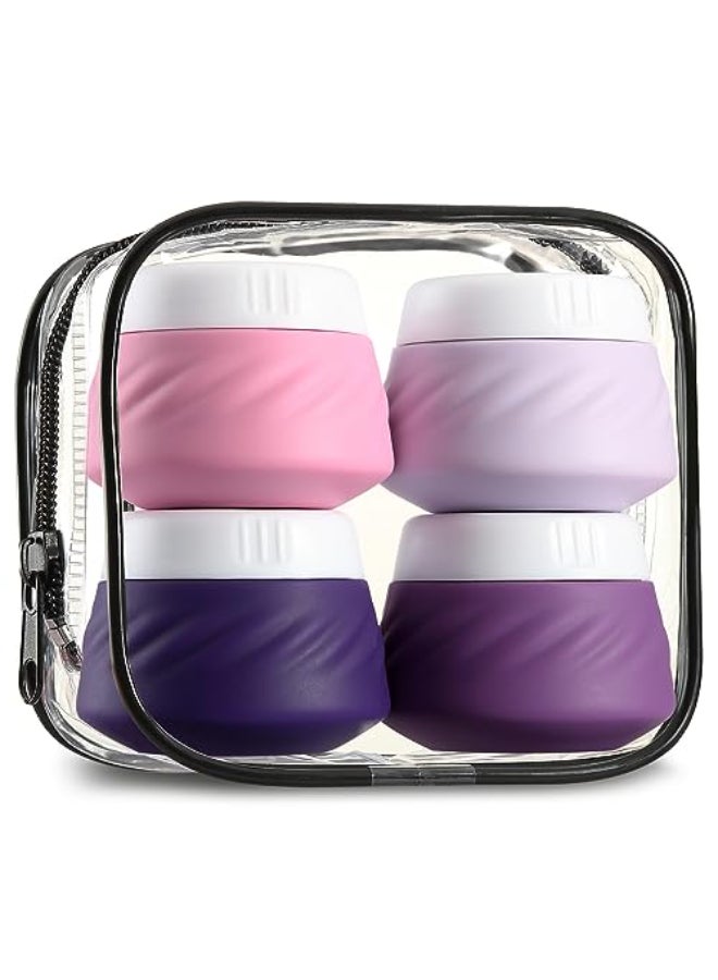 Gemice Travel Containers for Toiletries Silicone Cream Jars TSA Approved Size with Clear Bag Leakproof Accessories Lid Cosmetic Face Body Hand 4 Pack 30ml - Image 1