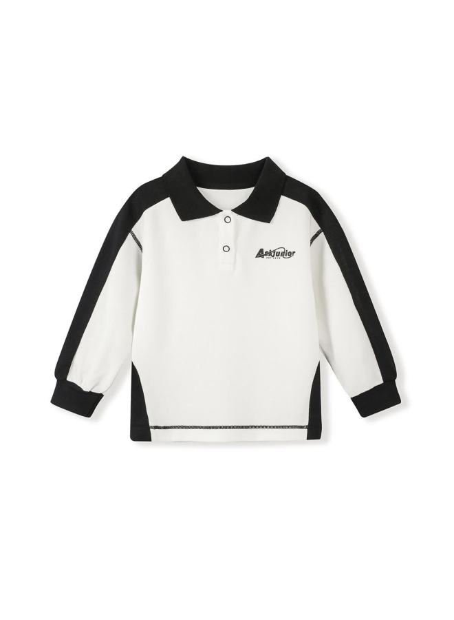 Ask Junior Parent-child Long Sleeve T-shirt  Spring New Boys' Drop Shoulder Polo Running Sports Style - Image 1