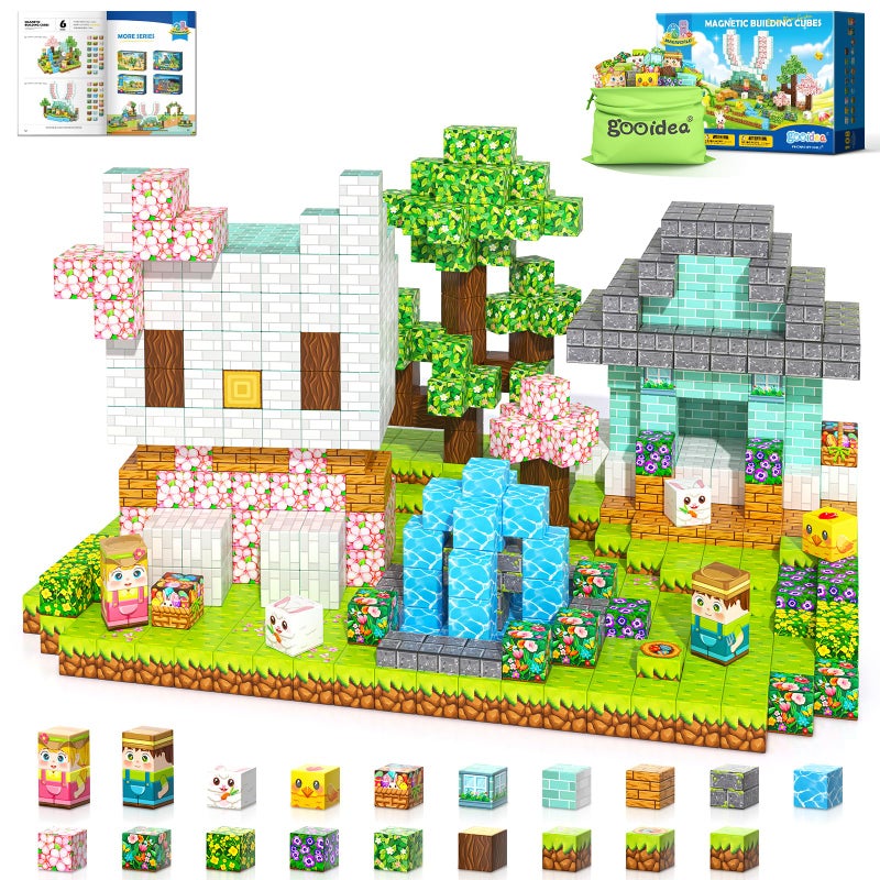 Gooidea 108PCS Magnetic Blocks Kids Magnet Toys Large 1 inch Building Cubes with Puzzle Panel Mine Magworld Easter Bunny Garden Building Crafts Sensory Learning Toys Gift for 3 Year Old Boys Girls - Image 3