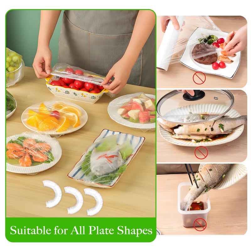 Yhalyea Bowl Covers Elastic - 100 Count - Reusable Plastic Bowl Covers - Covers 4-9 Inch Bowls/Plate, Flexible Food Cover, Multi-Purpose Kitchen Outdoor Must-Have - Image 5