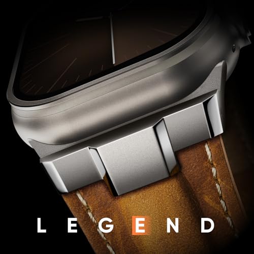 Suitisbest Leather Bands Compatible for Apple Watch Ultra Band 49mm 46mm 45mm 44mm 42mm, Genuine Leather Rugged Durable Matel Connector Strap for Women Men iWatch Ultra 10 9 8 7 6 5 4 3 SE - Image 2