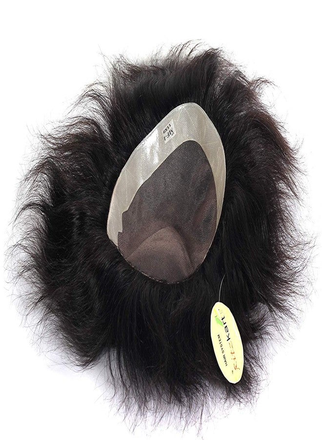 ريتزكارت شعر مستعار أحادي الخيوط من ريتزكارت الولايات المتحدة الأمريكية، شعر مستعار للرجال، شعر بشري أسود 100%، شعر مستعار رجالي (8x6) - Image 1