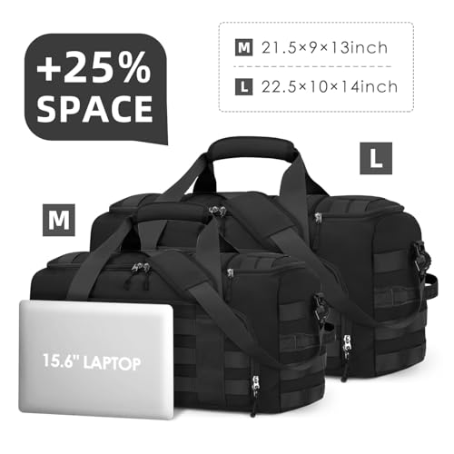ZOMFELT Tactical Gym Bags for Men, Travel Duffle Bag with Removable Dividers & Innovative Shoe Compartment, 3-in-1 Waterproof MOLLE Gym Duffel Backpack, Airplane Carry-On Approved, Black - Image 2