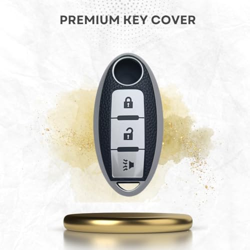 KEYCEPT Leather Key Cover for Micra | Sunny | Teana | Magnite 3 Button Smart Key. (Keychain 2, Silver) - Image 4